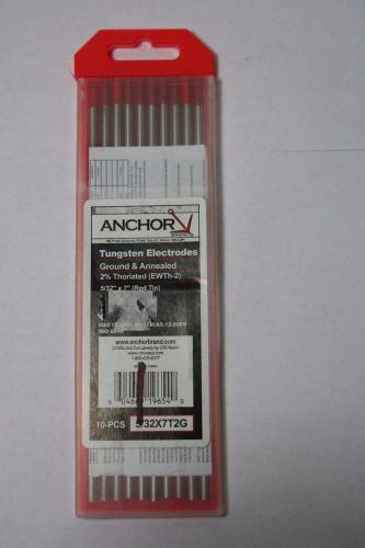 ANCHOR Tungsten Electrodes 5/32&#034; X 7&#034; Red Tip 10 Pieces Ground Annealed 5732X7TG