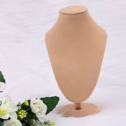 Beige jewelry velvet bust display holder stand show case for necklace chain 1pcs for sale