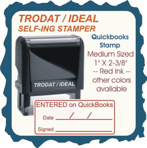 QuickBooks - ENTERED, w/border, Trodat / Ideal Self Inking Stamp, 4914 Red