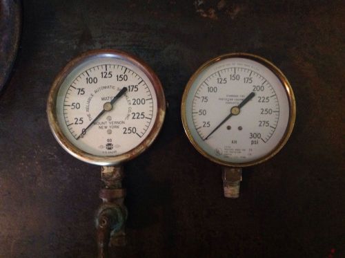 *antique set brass gauges automatic fire/sprinkler alarm water and air gauges for sale