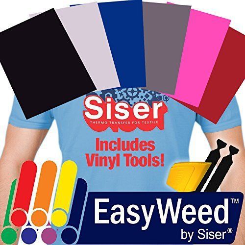 Siser SISER EasyWeed Heat Transfer Vinyl, 12 x 15&#034; 6-Color Starter BUNDLE