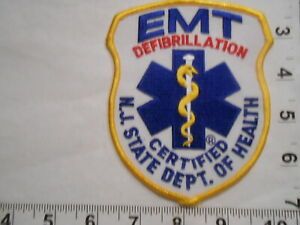 NJ EMT Emergency Medical Technician Defibrillation Shoulder Patch  FREE SHIPPING