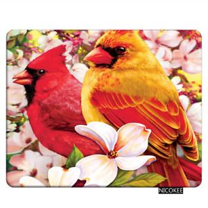 NICOKEE Bird Rectangle Gaming Mousepad red Cardinal Bird Design,Funny Birds Mous