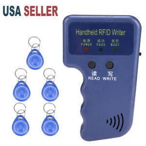125KHz Handheld RFID Duplicator Key Copier Reader Writer ID Card Cloner + 5 Keys