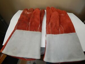 Gloves Cowhide Leather, Lined Welding Burning Fireplace Camping BBQ   13&#034;
