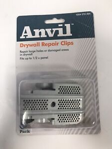 Anvil Drywall Repair Clips, 6 Clips With Screws, Fits 1/2” Panel