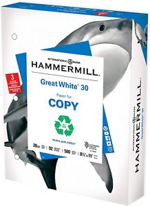 Hammermill Printer Paper, Great White 30% Recycled 1 Ream | 500 Sheets,