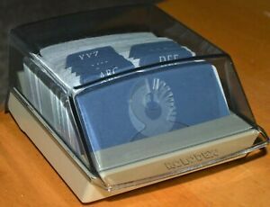 Vintage Rolodex Petite Mini Address Card File Smoke Lid 2x4 Cards