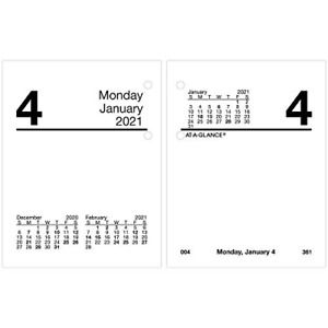 2021 Daily Desk Calendar Refill by AT-A-GLANCE, 3&#034; x 3-3/4&#034;, Black