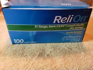 100 NEW Reli On Syringes 1 ml 6 mm 31G. Lot Of 10 Bags See Dates On Picture