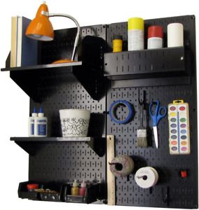 Wall Control Pegboard Hobby Craft Pegboard Organizer Storage Kit with Black Pegb
