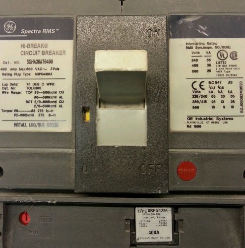 GE 400amps circuit breaker with 400amp rating plug