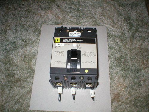 SQUARE D Circuit Breaker FCL34015  15A  3 pole  Issue  No. 186  Used  480V  65kA
