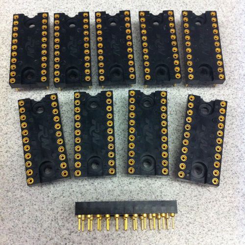 LOT of 10 - 22 pin .4&#034; DIP IC Sockets Gold Contacts Robinson Nugent - New