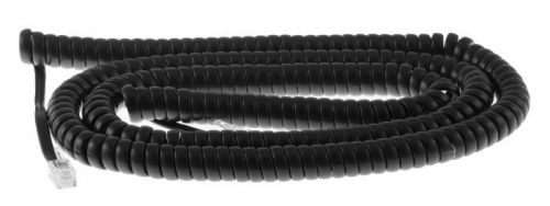 Handset cord, 15 feet, coiled, 4 conductor, black for sale