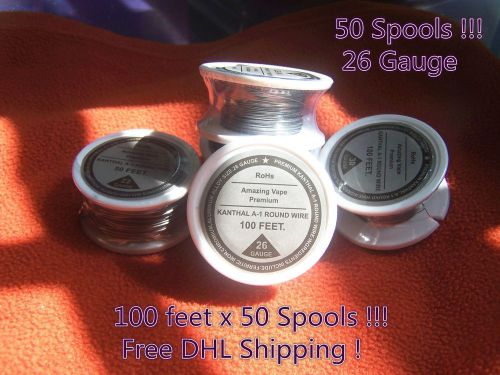 50 Spools x 100 feet Kanthal wire 26 Gauge AWG (0.40mm) A1 Round Resistance !