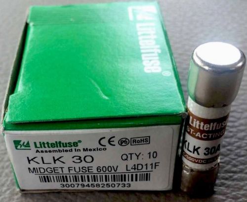Box Of 10 Littelfuse KLK 30 Amp Fuses Bussmann 600 Volts NIB (New In Box)