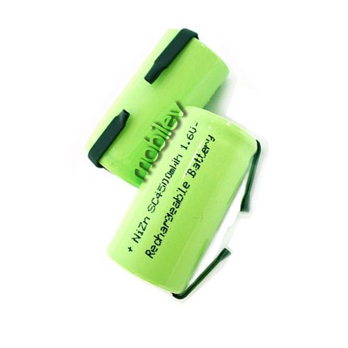 12 x 4500mwh sub c 1.6v volt nizn rechargeable battery cell pack with tab green for sale