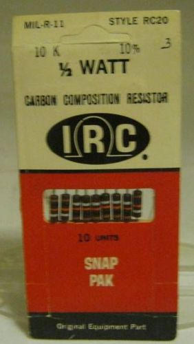 IRC Carbon Composition Resistor 1/2 Watt 10 K  MIL-R-11 NOS Qty 9