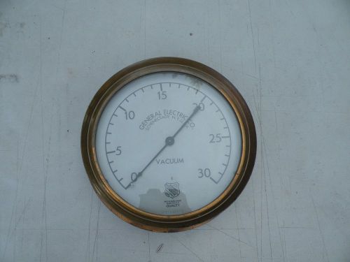 Antique brass ashcroft vacuum gauge gage 9 1/2&#034; steampunk general electric rail for sale