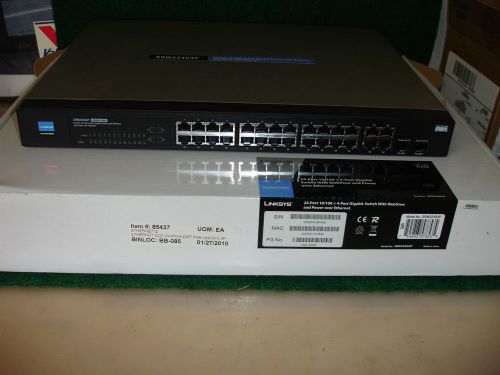 Linksys SRW224G4P;  PoE  24-Port 10/100 + 4-Port Gigabit Switch - NEW