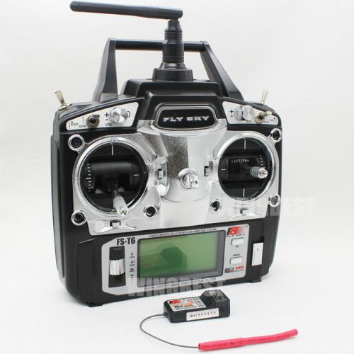 Flysky fs-t6 2.4ghz 6-ch radio rc system (mode 2) left transmitter+receiver rc for sale