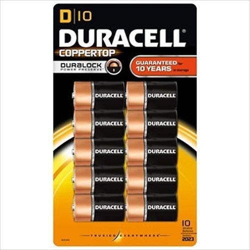 Duracell Coppertop Alkaline Batteries D 10 Pk - Brand New Item