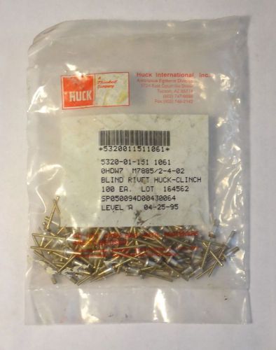 100 each aluminum blind rivets huck-clinch aviation m7885/2-4-02 new! for sale