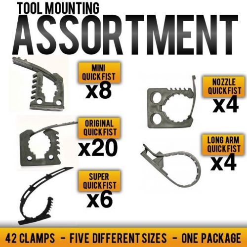 Quick Fist Tool Mounting Assortment Pack (42) Rubber Clamps