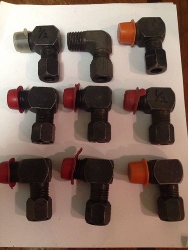Hydraulic Compression Fittings Lot Of 9 1/2&#034; Elbow