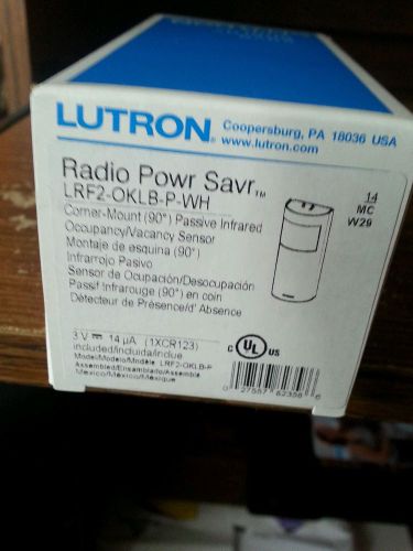 LUTRON LRF2-VKLB-P-WH Vacancy Sensor, Corner, 1,250 Sq Ft, 90 Deg