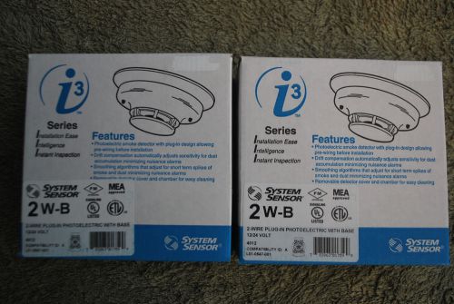 System Sensor 2 W-B 2 wire photoelectric smoke detector-Lot of 2