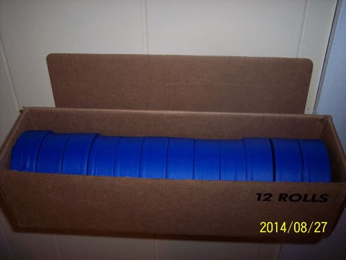 Blue 1&#034; vinyl 300 ft flagging tape marking ribbon no stick box of 12 rolls nib for sale