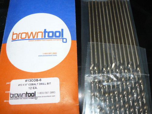Browntool #13 x 6” Cobalt extra long drill bits 12 pack brand new!!