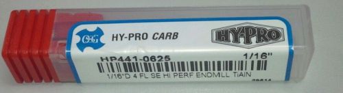 HP441-0625 1/16&#034;D 4 FL SE HI PERF ENDMILL TiAN HY-PRO CARB Lot/5