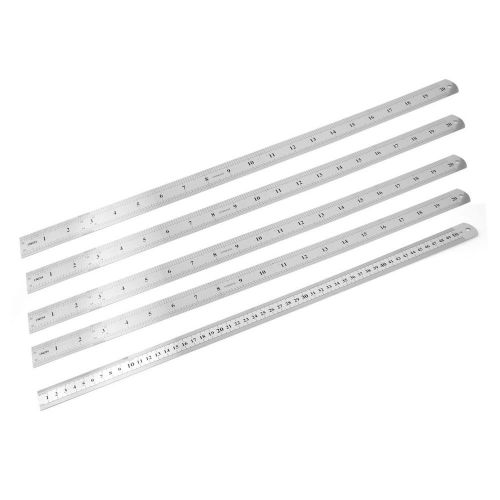 5 pcs double sides stainless steel metric 50cm 20&#034; scale straight rulers for sale