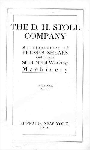 D.h. stoll company, catalog of sheet metal working machinery - 1910s? - original for sale