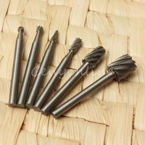 6x HSS Routing Router Bit Rotary Suit Burr Set For Dremel Mill Cutter Shaft Tool