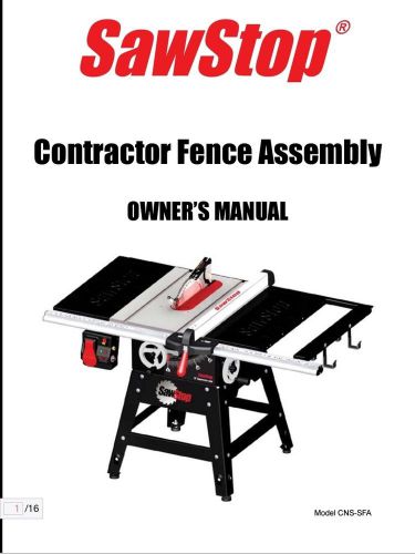 NEW SawStop 30&#034; Aluminum Fence for CNS175 Contractor Saw CNS-SFA
