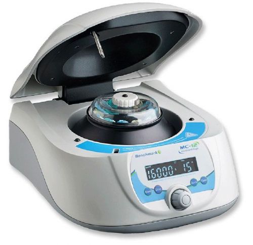 New benchmark scientific mc-12 high speed microcentrifuge with 12 place rotor for sale