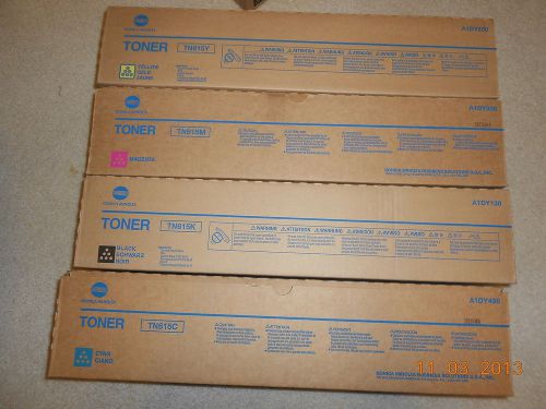 Lot of 4 Genuine Konica Minolta TN615C TN615M TN615Y TN615K Bizhub Press C8000