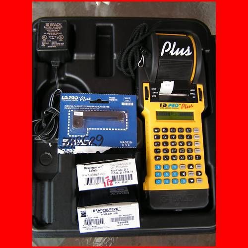 Brady id pro plus printer label marker labeler w/ case,labels,ink,charger,manual for sale