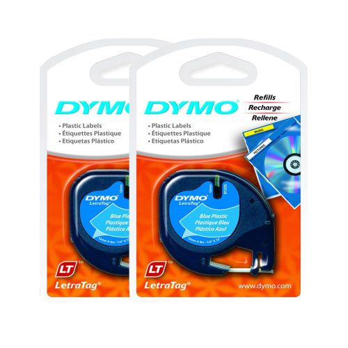 2PK Dymo 91335 Letra Tag BLUE Polyester Labels for LetraTag LT-100T LT-100H QX50
