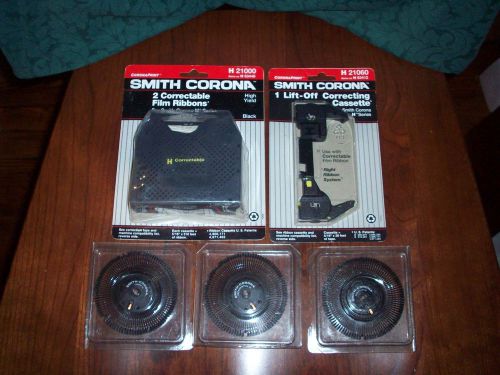 Vintage Smith Corona ribbons, correcting tape, &amp; 3 script letter wheels, nib