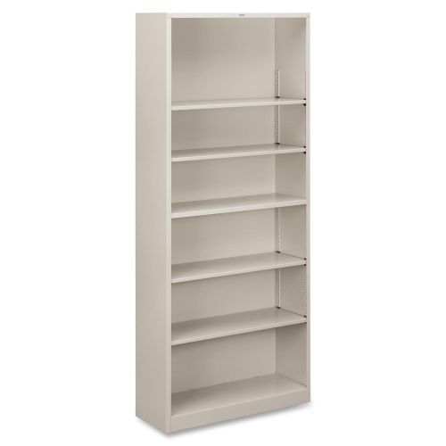 Metal bookcase, six-shelf, 34-1/2w x 12-5/8d x 81-1/8h, light gray for sale