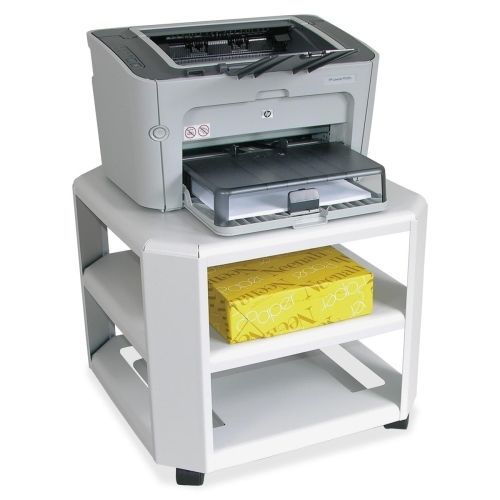 Mobile Printer Stand, Three-Shelf, 17-4/5w x 17-4/5d x 14-3/4h, Platinum