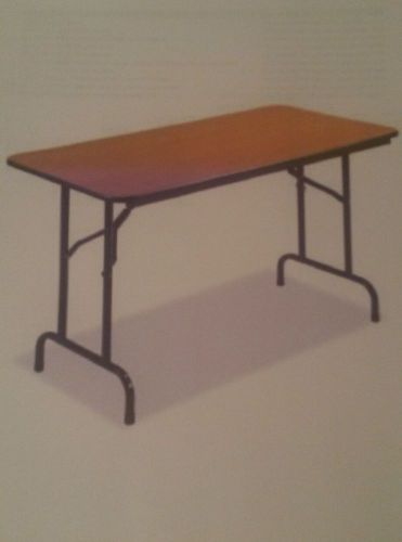 Lorell Folding Table LLR 65759- 24&#034; x 48&#034; - Vinyl, Particleboard - Mahogany Top