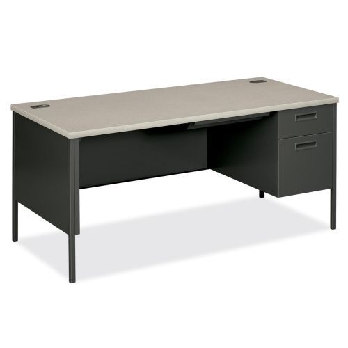Metro classic right pedestal desk, 66w x 30d, gray pattern/charcoal for sale