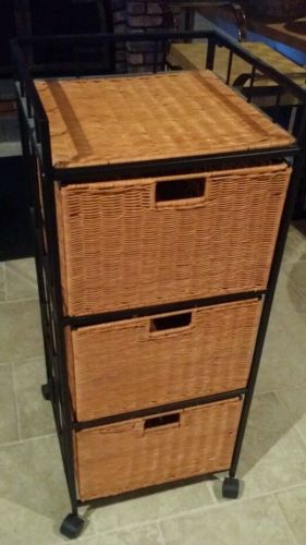 2 Three Drawer Wicker File Cabinets