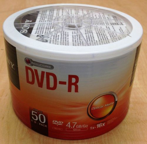 50 Sony DVD-R 16x Logo Branded Disc Media 120 min 4.7gb Plastic In Wrap